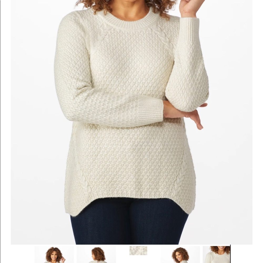 Dressbarn Westport Lurex Sharkbite Pullover Sweater